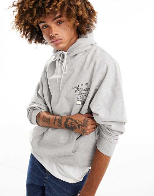 Tommy Jeans – Grå huvtröja i oversize med tryck baktill, 3 av 4