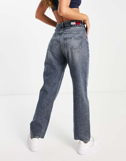 Tommy Jeans – Grå straight jeans med hög midja, 3 av 4