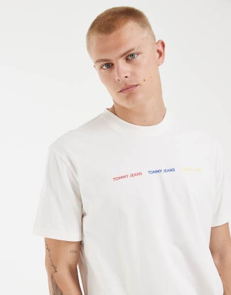 Tommy Jeans – Gräddvit t-shirt med upprepad logga - view 1