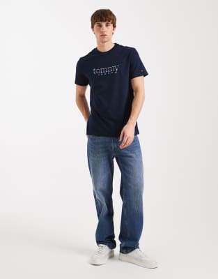 Tommy Jeans Gradient Graphic Center Logo Slim Fit T-shirt In Blue