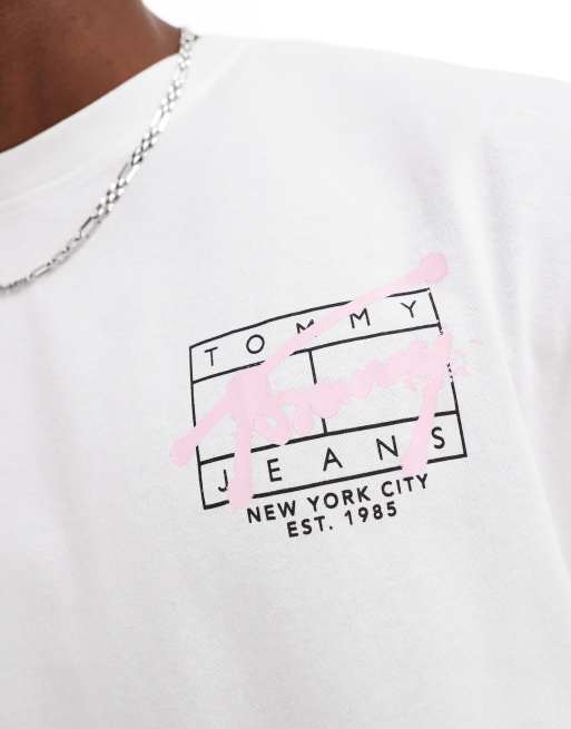 Tommy Jeans graffiti back print logo t-shirt in white | ASOS