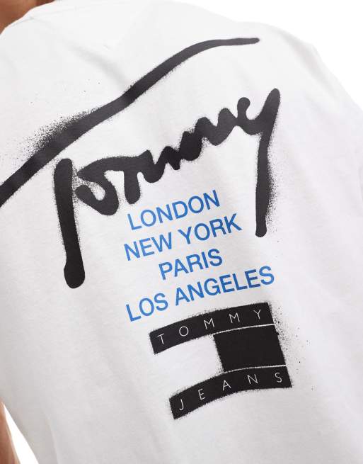 Tommy Jeans graffiti signature back print t-shirt in white, 2 of 4