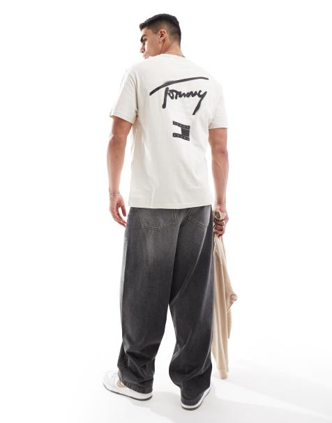 Tommy Jeans graffiti signature backprint t-shirt in beige - view 1