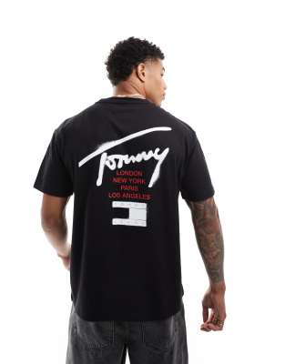 Tommy Jeans Graffiti Signature Backprint T-shirt In Black