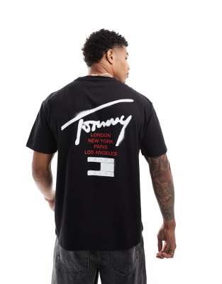 graffiti signature backprint T-shirt in black