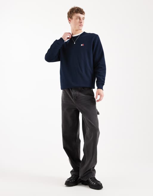 Tommy Jeans – Granatowa bluza z okrągłym dekoltem i naszywką, 2 z 5