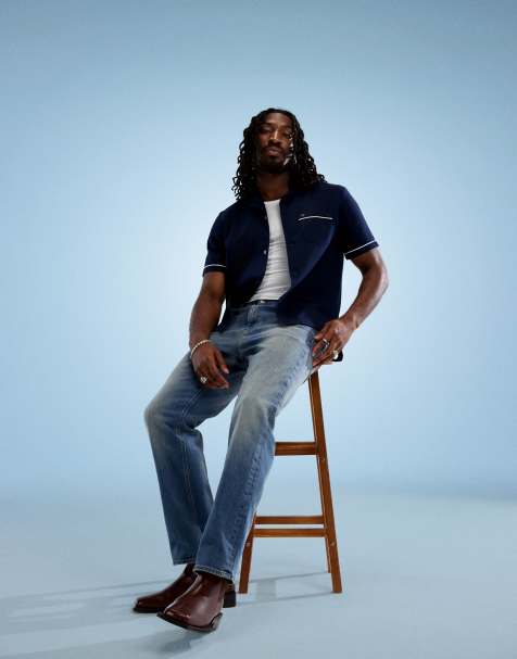 Tommy Jeans bowling shirt in navy