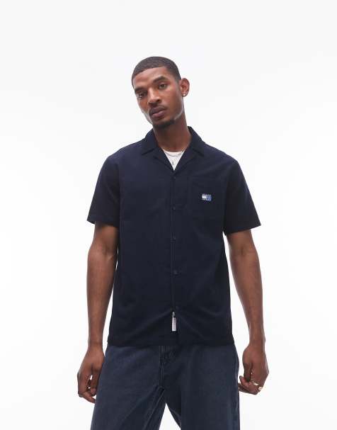 Tommy Jeans cord camp shirt in navy
