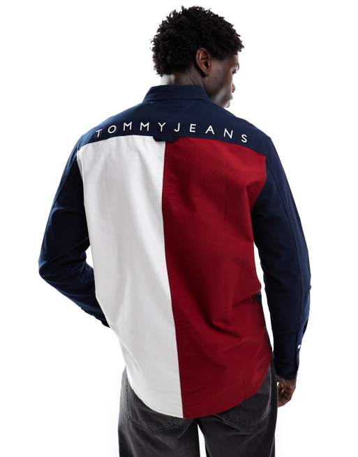 Tommy Jeans – Granatowa koszula z flagą na plecach
