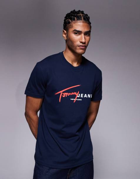 Tommy Jeans signature logo t-shirt in navy and red