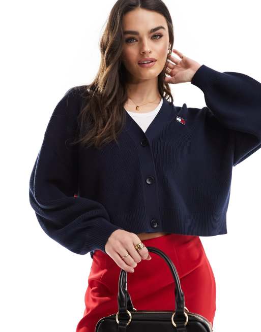 Tommy Jeans – Granatowy kardigan z logo z flagą