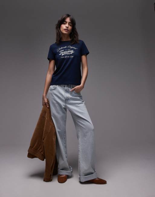 Tommy Jeans – Granatowy T-shirt o regularnym kroju z logo, 2 z 4