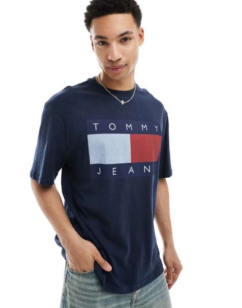 Tommy Jeans – Granatowy T-shirt z dużym logo - view 1