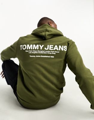 Tommy Jeans graphic hoodie in green olive