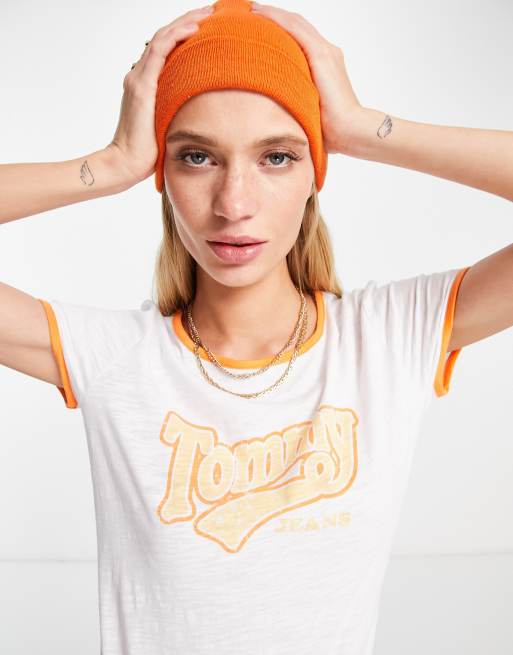 Tommy jeans cheap orange t shirt