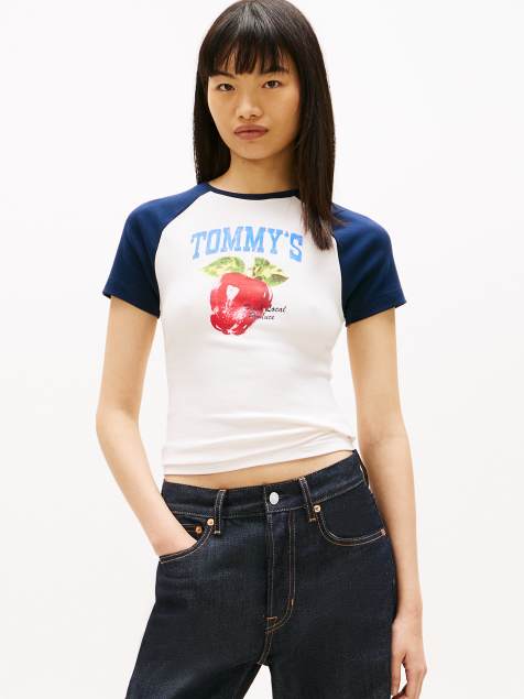 Tommy Jeans Graphic slim raglan t-shirt in multi
