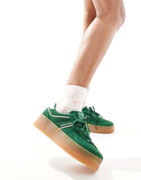 Tommy Jeans - Greenwich - Baskets avec semelle plateforme en caoutchouc - Vert et rose - view 1