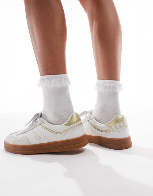 Tommy Jeans - Greenwich - Hvide og guldfarvede sneakers med gummisåler, 4 af 4