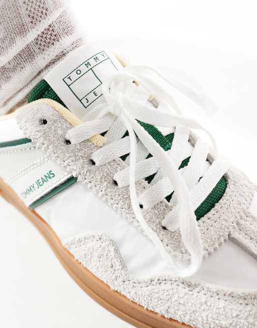 Tommy Jeans Greenwich low sneakers with rubber sole in off white and green, 4 of 4