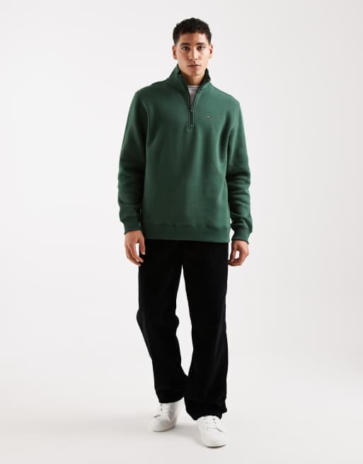 Tommy Jeans - Grøn sweatshirt i fleece med logomærke og 1/4 lynlås, 2 af 5