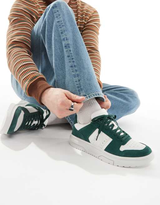 Tommy Jeans – Gröna sneakers med kupad sula i blandade material