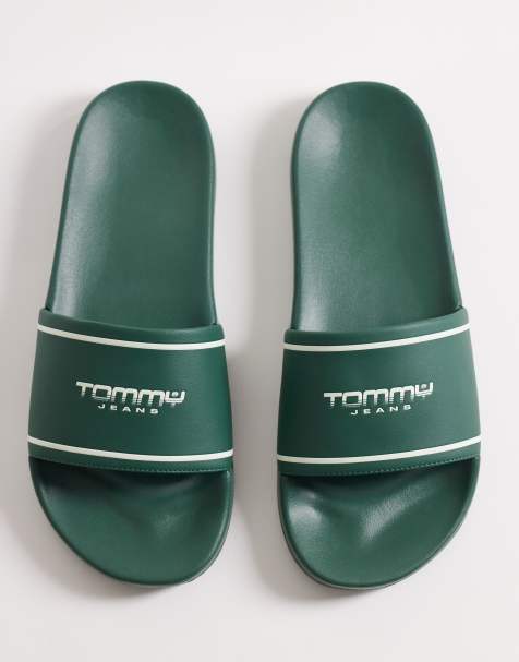 Tommy Jeans – Gröna tofflor med logga - view 1
