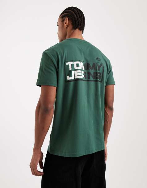 Tommy Jeans gym block logo back graphic t-shirt in dark green - view 1
