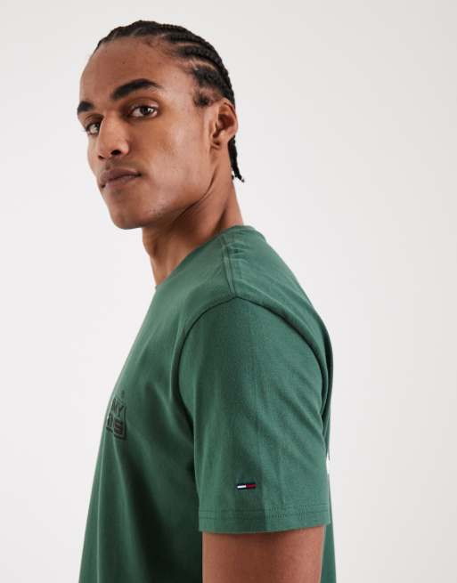 Tommy Jeans gym block logo back graphic t-shirt in dark green, 4 of 5