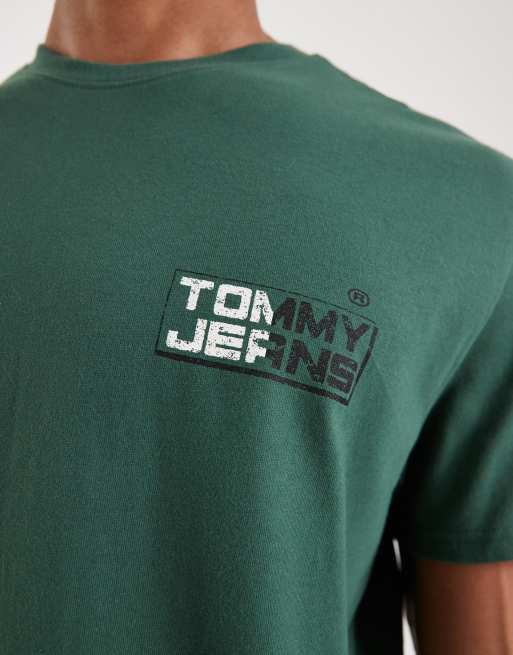 Tommy Jeans gym block logo back graphic t-shirt in dark green, 5 of 5