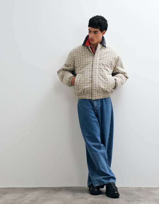 Tommy Jeans harrington jacket in beige check, 4 of 5