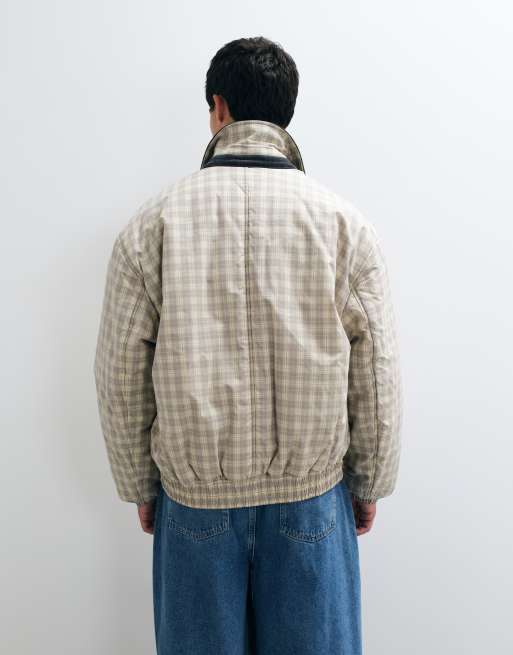Tommy Jeans harrington jacket in beige check, 5 of 5