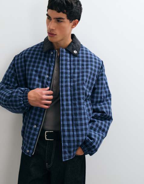 Tommy Jeans harrington jacket in navy plaid - view 1