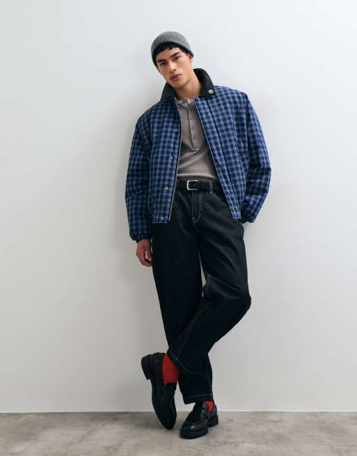 Tommy Jeans harrington jacket in navy plaid, 2 of 5