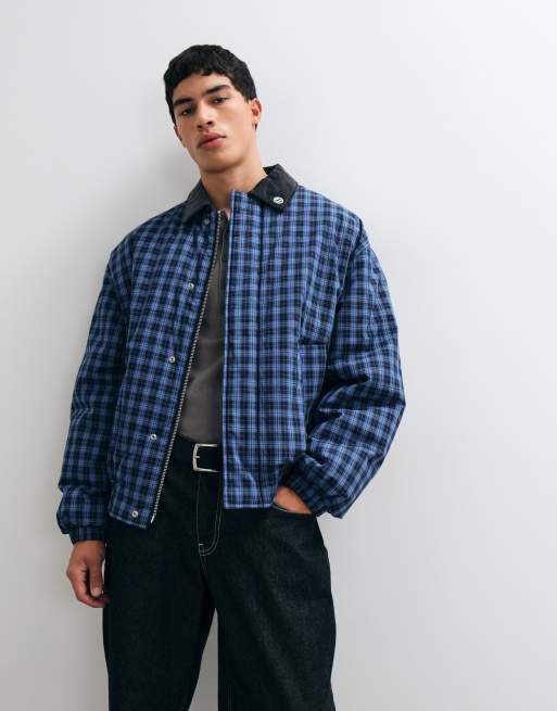 Tommy Jeans harrington jacket in navy plaid, 4 of 5