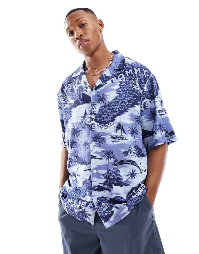 Tommy Jeans - hawaiian camp shirt in blue