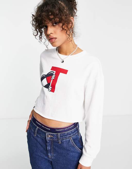 Tommy jeans shop white crew neck