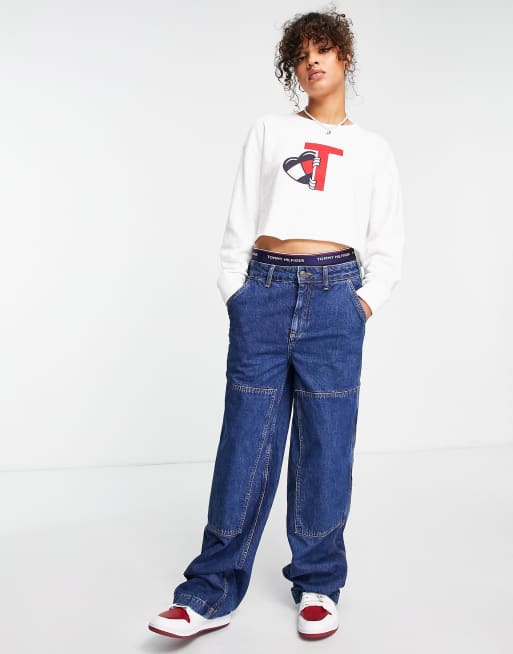 Tommy cropped sweatshirt sale