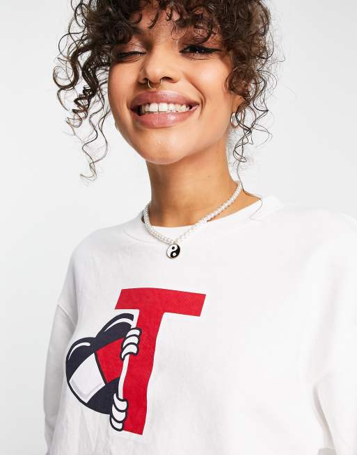 Tommy cropped outlet sweatshirt