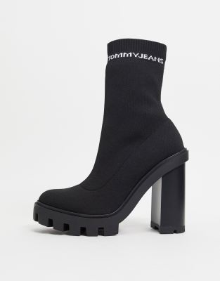 tommy hilfiger sock boots black