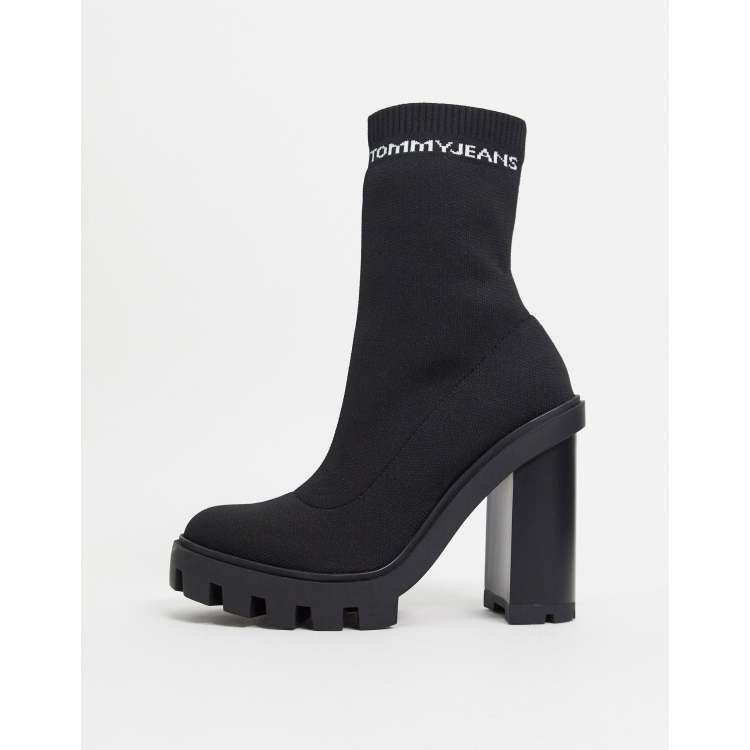 Tommy hilfiger flag hot sale heeled sock boots