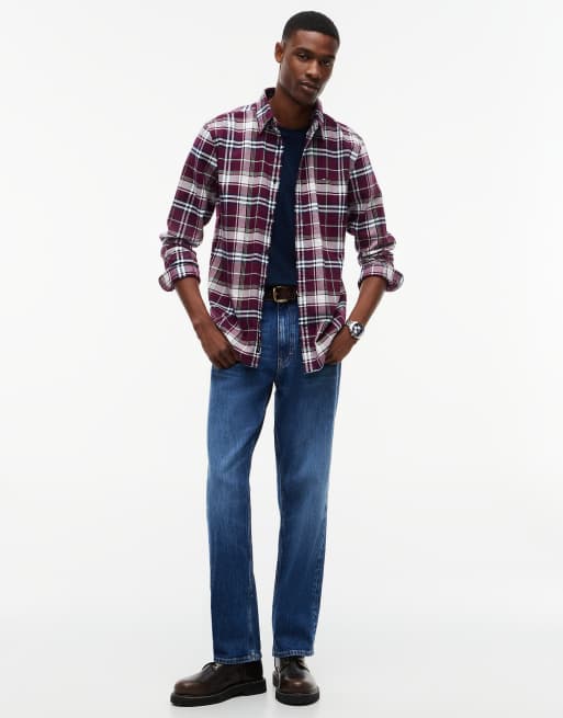 Tommy Jeans Hemd in Regular Fit mit Karomuster aus gebürstetem Flanell in Calypso Berry, 2 von 6