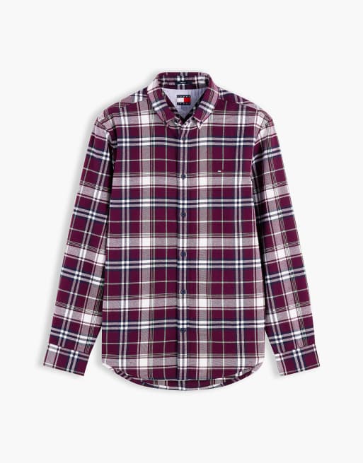Tommy Jeans Hemd in Regular Fit mit Karomuster aus gebürstetem Flanell in Calypso Berry, 5 von 6