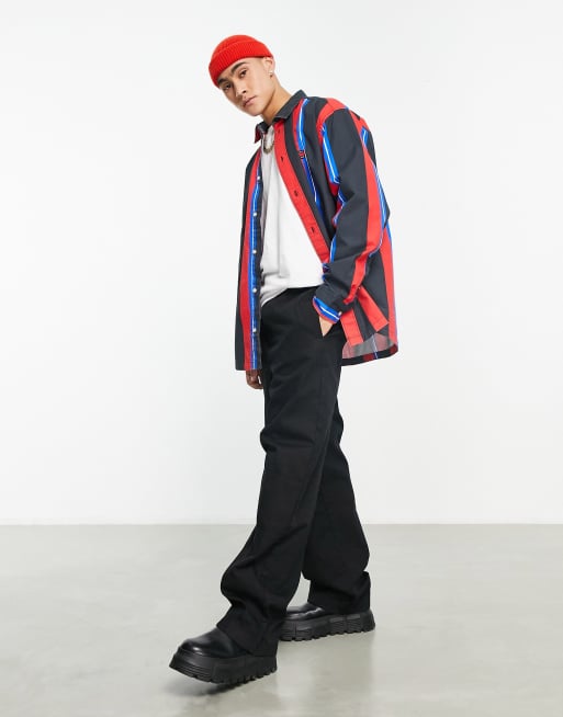 Tommy Jeans – Hemd in Schwarz mit auffälligem Streifenmuster, 3 von 4