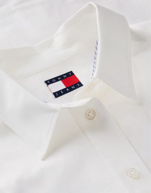 Tommy Jeans Hemd in Weiß mit Relaxed Fit und garngefärbtem Popeline, 6 von 6