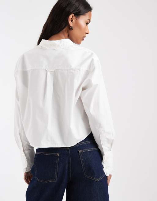 Tommy Jeans – Hemdbluse in Wollweiß mit Rüschen, 4 von 4
