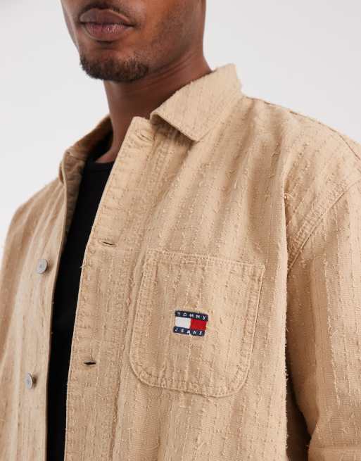 Tommy Jeans – Hemdjacke in Beige mit Zierstickerei, 2 von 5