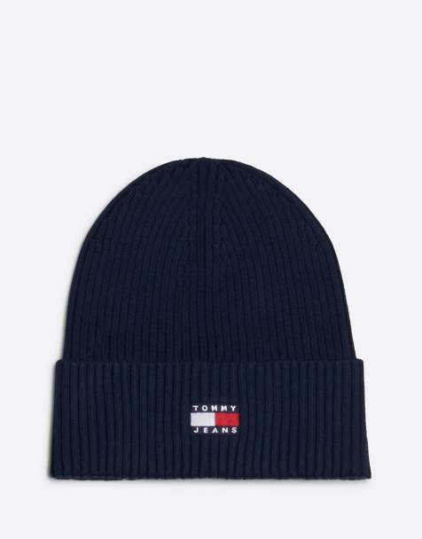 Tommy Jeans Heritage badge rib-knit beanie in navy - view 1