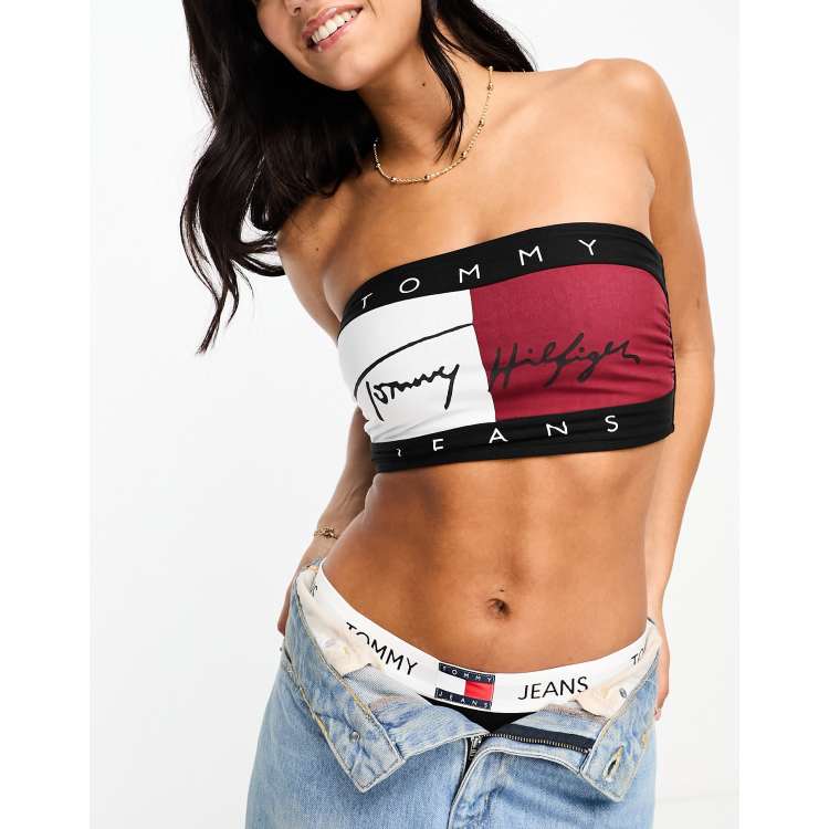 Tommy Jeans Womens Logo Bandeau Cropped 