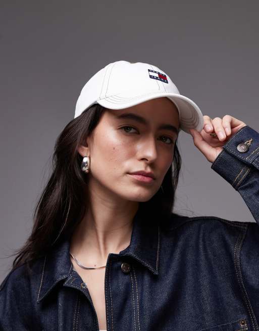 Tommy Jeans - Heritage - Cappellino in denim écru con bandierina