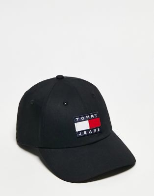 Tommy Jeans heritage flag logo cap in black - ASOS Price Checker